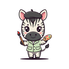 Cute Zebra Standing Cartoon Vector Icon Illustration. Animal Nature Icon Concept Isolated Premium illustration vector illustration