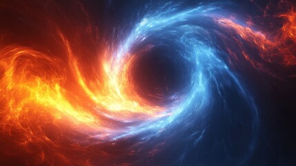 Obraz premium Fiery and icy swirls collide in cosmic dance