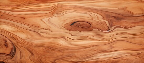 Fototapeta premium Olive wood close-up featuring rich golden brown swirls and grains on a smooth surface, showcasing natural wood texture in high definition.