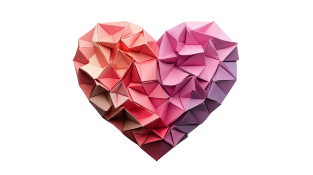 Paper heart shape on transparent background