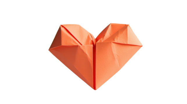 Paper heart shape on transparent background