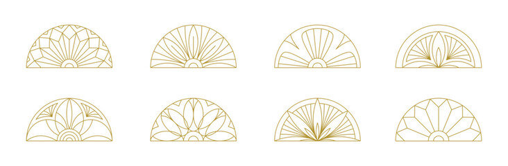 set of semicircle art deco ornament