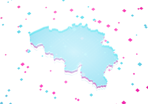 Illuminated Belgium Data Map Neon Blue Light On Seamless Pattern Background 3D Illustration