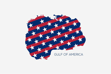 gulf of America with united states flag vector illustration stars cartography social issue