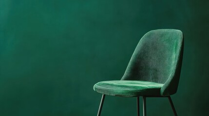 Elegant green chair against a deep green backdrop in a minimalist setting for modern decor