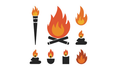set of fire flames
