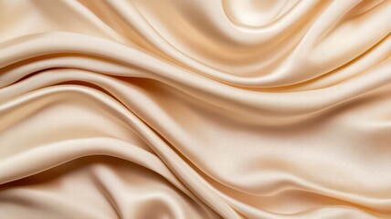Obraz premium A smooth, luxurious fabric drapes gracefully, showcasing soft, delicate folds in a warm, creamy hue, ideal for various textile applications.