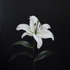 Fototapeta premium Elegant white lily blossoms in striking contrast against a dark background showcasing natural beauty