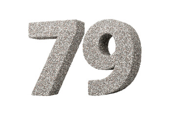 Number Seventy Nine 79 Digit Made Of Rock Fragments Or Gravels 3d Illustration