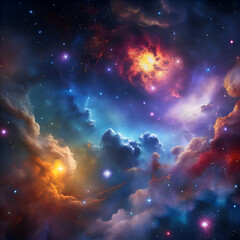 Fototapeta premium A celestial tapestry of vibrant nebulae and twinkling stars.