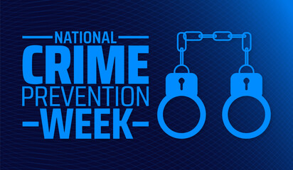 National Crime Prevention Week background banner or poster design template. observed every year in February. Holiday concept. Use to any Template, card, poster, placard, template.