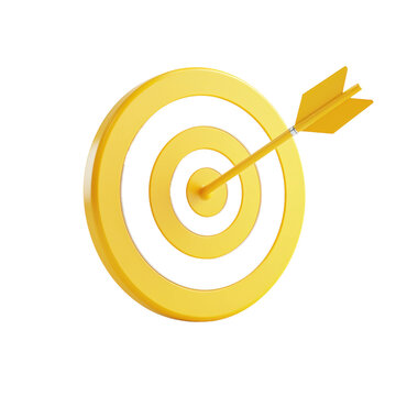 High Detail 3D Rendering of Yellow Target with Arrow