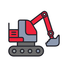 Naklejka premium Illustration of an excavator in bright colors for construction and heavy machinery