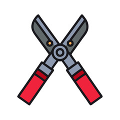 Pruning shears illustration in bold colors for gardening and plant maintenance