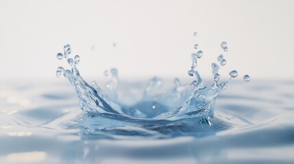 Water droplet splash, clean background, purity concept