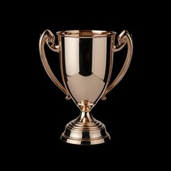 Gold trophy cup on black background