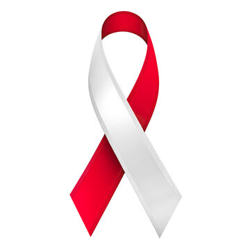 Red and white ribbon, symbol of aplastic anemia and tuberculosis