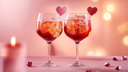 Romantic Valentine's Day cocktails, bokeh background