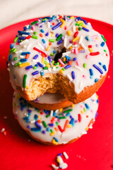 Vanilla Cake Donuts Stacked Up