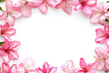 Delicate Pink Blossom Frame on White Background for Spring Design