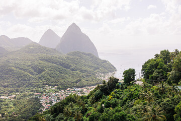 Iconic View of The Pitons and Soufrière, St. Lucia