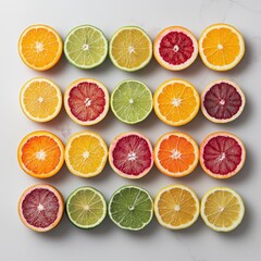 Obraz premium Assortment of citrus fruits cut in half