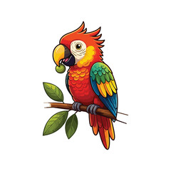 Cute Parrot Bird With Sombrero Hat Cartoon Vector Icon Illustration. Animal Holiday Isolated vector