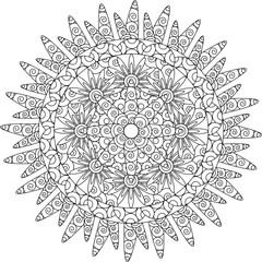 Intricate Geometric Detailed Mandala Pattern Floral Leaf Adult Coloring Page  Line Art 