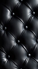 Fototapeta premium Elegant closeup of tufted black leather with diamond patterns