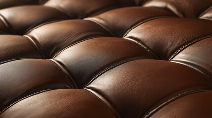 Fototapeta premium Luxurious tufted leather arrangement with warm inviting lighting