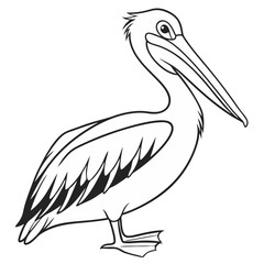Simple pelican clipart with white background.