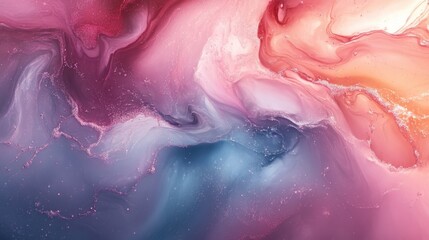 Fototapeta premium Abstract Fluid Art Pink Blue Swirls Glitter Texture