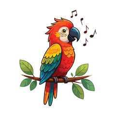 Cute Parrot Bird With Sombrero Hat Cartoon Vector Icon Illustration. Animal Holiday Isolated vector
