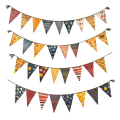 Obraz premium Party Bunting Garland Ethnic Pattern on transparent background.