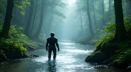 Fototapeta premium A Mysterious Journey in a Misty Forest