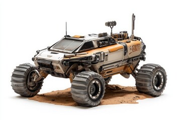 Futuristic Rover with Robotic Arms on Martian Terrain Exploration