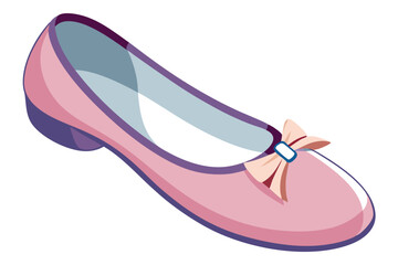 Elegant Round Toe Ballet Flats with Small Bow Vector Illustration