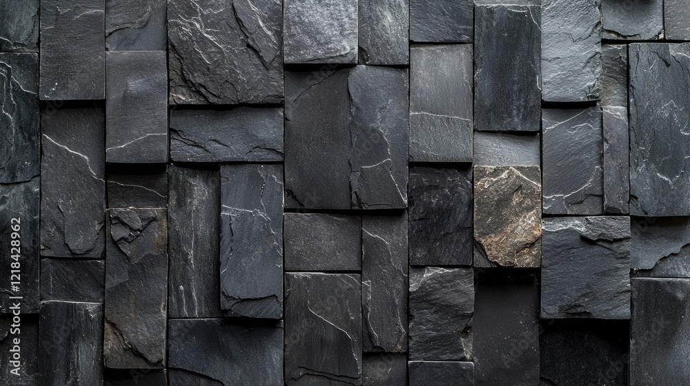 Aufkleber Layers of textured slate create a harmonious blend of dark tones and subtle variations. Each piece contributes to a stunning architectural design that echoes sophistication and strength
