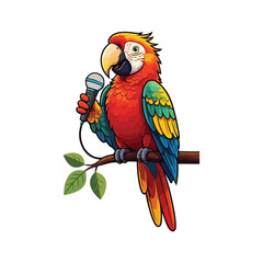 Cute Parrot Bird With Sombrero Hat Cartoon Vector Icon Illustration. Animal Holiday Isolated vector
