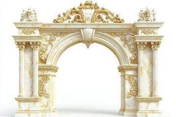Naklejka premium Elegant Marble Archway with Golden Accents and Intricate Detailing