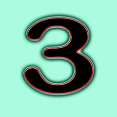 number 3 in red and black