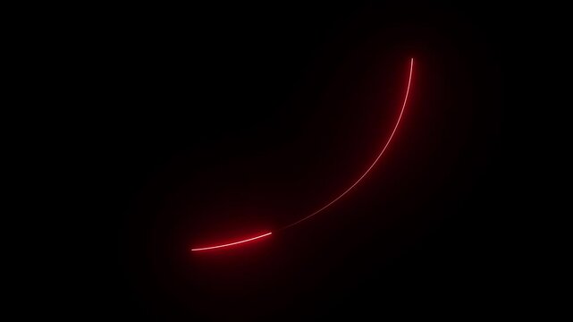Down to up neon line arrow direction animation.neon line rasing business arrow on black background