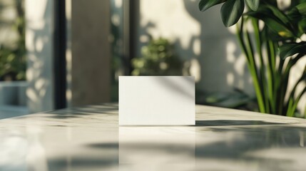Fototapeta premium Plain business card mockup on a table, AI generated image