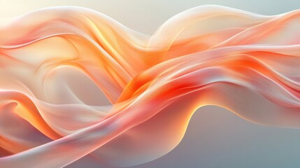Obraz premium Abstract Peach and Orange Fabric Waves Flowing
