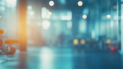 Fototapeta premium Fitness center gym blurred background, AI generated image