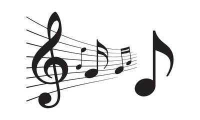 Musical Notes Icon Treble Clef, Staff Lines, and Music Symbols © Laila