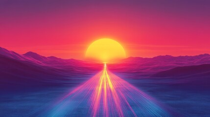 Fototapeta premium Sunset Highway Leading Through Vibrant Mountainscape