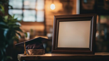 A framed diploma represents academic achievement and the culmination of years of dedication, symbolizing success and hard work.