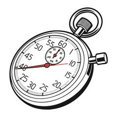 Illustration of a stopwatch isolated on a white background.