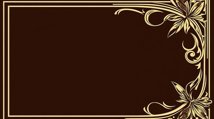 Elegant Brown Frame With Golden Floral Design